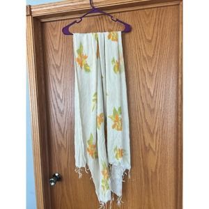 Savannah Morrow The Label Womens Metallic Andria Floral Print Silk Bamboo Scarf